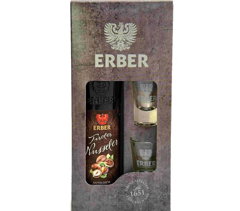 Geschenkset Tiroler Nusseler 25% + 2 Gläser