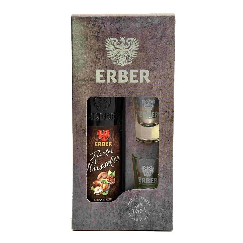 Geschenkset Tiroler Nusseler 25% + 2 Gläser