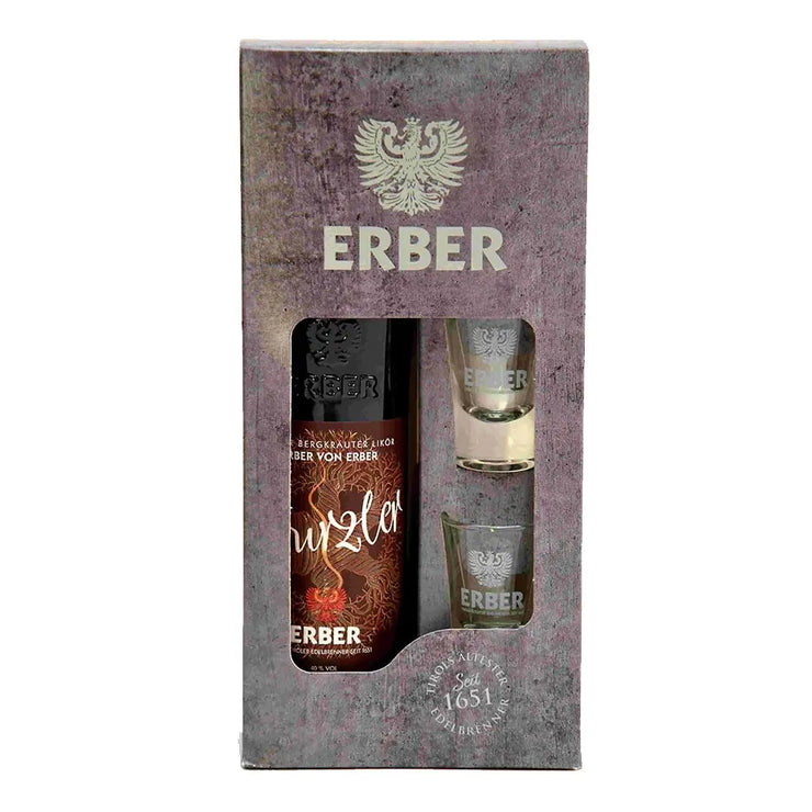 Geschenkset Wurzler 40% - 500 ml + 2 Gläser